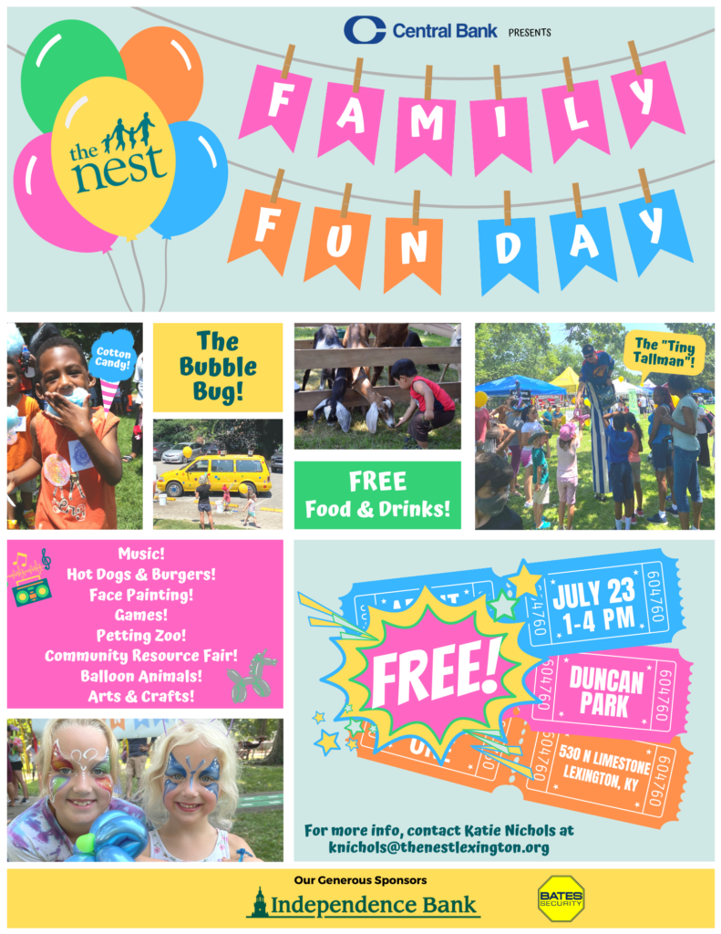 The Nest Free Family Fun Day Flyer 2022