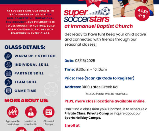 Free soccer March 25